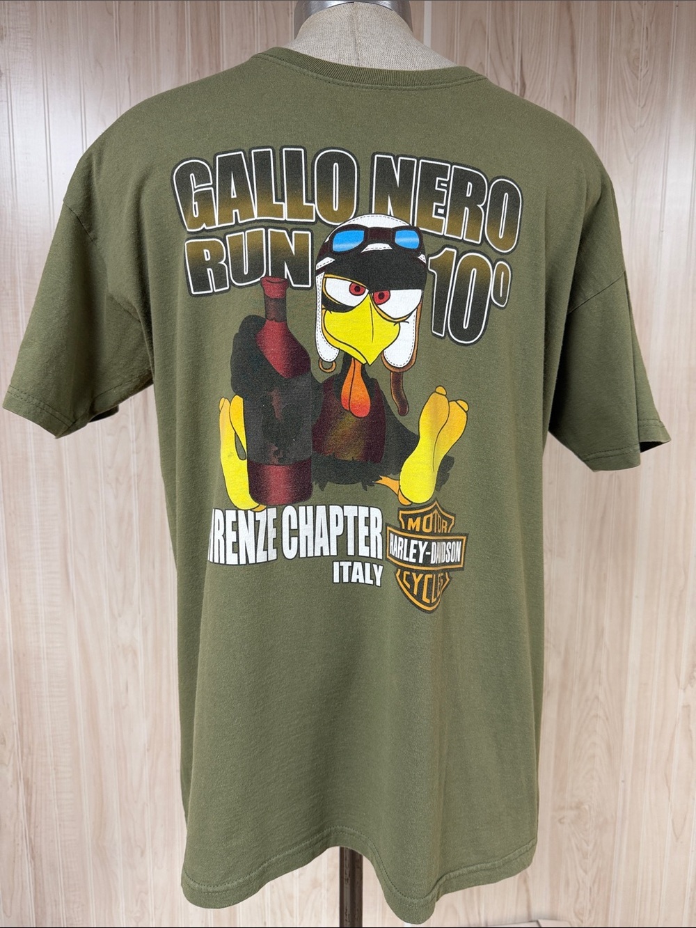 Harley-Davidson Olive Green Gallo Nero Run Graphic Tee with Yellow & Red Accents - Picture 7 of 11